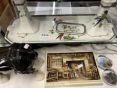 A quantity of Collectors plates, Shire horse & Ceramic dressing table set