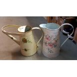 2 decorative metal watering cans