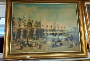 A large gilt framed print initialled ACF