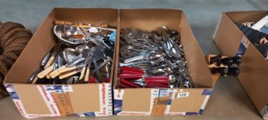A large lot of cutlery in 2 boxes COLLECT ONLY