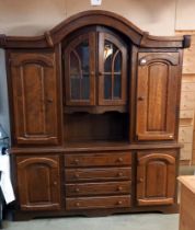 A large heavy oak wall unit (180cm x 52cm x 209cm) COLLECT ONLY