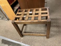An oak/elm wooden stool straight legged with strechers