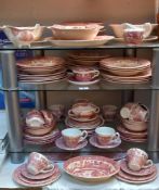 A good lot of Red & White dinnerware, Johnson Bros & Ironstone etc COLLECT ONLY