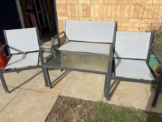 2 Piece garden set, Double seat with glass table & bench seat