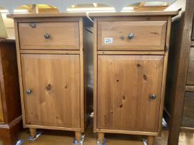 A pair of pine bedside cabinets with drawer (39cm x 39cm x 69cm) COLLECT ONLY