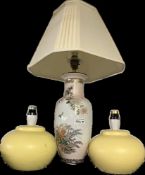 An oriental style lamp & 2 lemon lamp bases