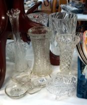 A selection of moulded & cut glass vases etc COLLECT ONLY