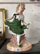 Plaster Figure of a young girl dancing aprox 17" High