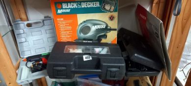 A rotary tool, various drill sets, Black & Decker mouse glue gun & screwdriver