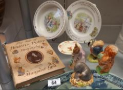 4 Beatrix Potter figures by Royal Albert & Beswick & a Beatrix Potter biography etc