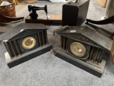 2 Edwardian black slate mantle clocks for spares or repair COLLECT ONLY