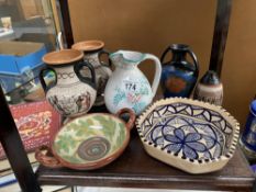 A Brent Leigh vase & Other pottery items COLLECT ONLY