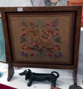 A framed Woolworth tapestry fire screen COLLECT ONLY