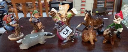 A quantity of Goebel hummel boy figures & other items including Beswick horse