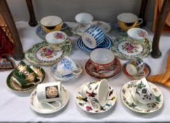 A selection of cups & saucers including Aynsley, Wedgwood & House of Commons etc