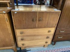 A 1950s oak cupboard with 3 drawers (76cm x 46cm x 92cm) COLLECT ONLY