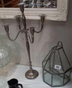 A leaded glass wall mounted terrarium & Candelabra COLLECT ONLY