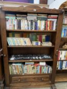 A large heavy oak bookcase (Width 122cm x Depth 51cm(Max) x Height 184cm) COLLECT ONLY