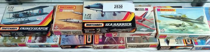 12 boxed Matchbox aeroplane model kits 1:72 scale believed to be complete