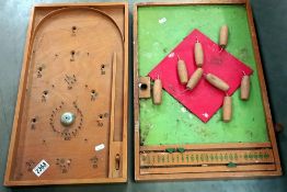 A vintage bagatelle & bar skittles