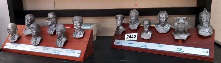 A set of 12 fine art casting white metal Doctor Who busts on display stands. 6 Doctors & 6