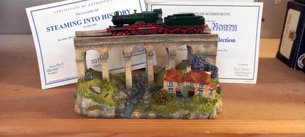 2 Danbury mint steaming into history & steaming North Jane Hart dioramas with certificates. (Only - Image 3 of 5