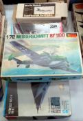 4 boxed model kits including Messerschmitt, Fiat - CR32, Supermarine Swifters (all 1:72 scale) & F.