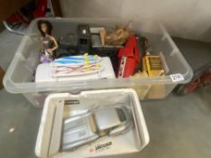 A large box of mixed toys & dolls including Trotter van etc