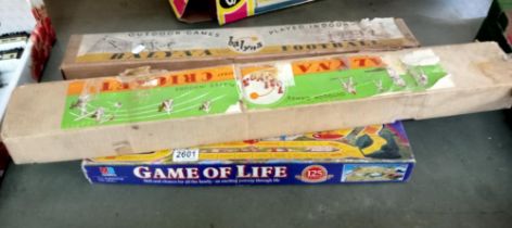 A vintage indoor cricket, Balyna football & MB games Game of Life