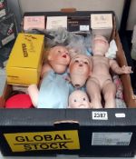 A large box of collectors dolls & parts