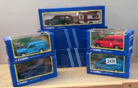 A quantity of boxed Corgi collection vehicles including BMW 525, Land Rover, Ford Transit etc &