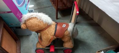 A vintage Leefray push along soft toy horse COLLECT ONLY