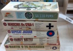 5 boxed Airfix aeroplane model kits 1:72 scale believed to be complete