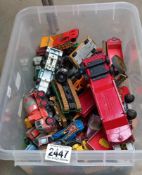 A box of mixed play worn Diecast including Dinky & Matchbox etc