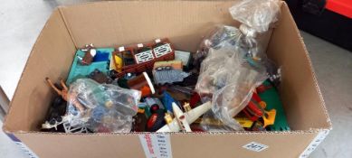 A large box of mixed play worn diecast & Plastic including , Dinky & Corgi