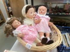 3 Vintage composite dolls