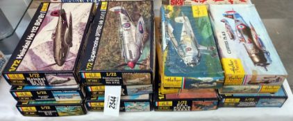 12 boxed Heller model aeroplane kits 1:72 scale believed to be complete