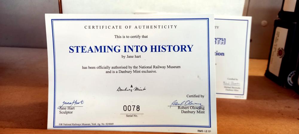 2 Danbury mint steaming into history & steaming North Jane Hart dioramas with certificates. (Only - Image 4 of 5