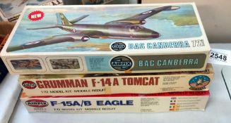 3 boxed Airfix aeroplane model kits 1:72 scale believed to be complete