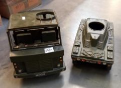 A vintage 'Cherilea' Action man scale & military armoured car & lorry.