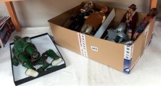 A quantity of Vintage Doctor Who 12'' figures etc including Battlestar Galactica & Blakes 7