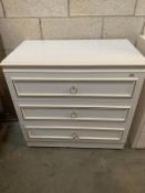 Small white 3 drawer bedroom cabinet