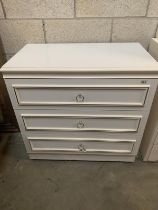 Small white 3 drawer bedroom cabinet