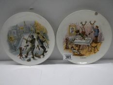 A pair of rare early Villeroy & Boch satirical plates circa 1874 -1909, one a/f.
