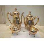 A four piece silver plate tea set.