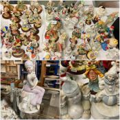 A large selection of Clown figures, ceramic and resin.