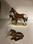 Two horse figures Mare and foal AF and Beswick foal 915