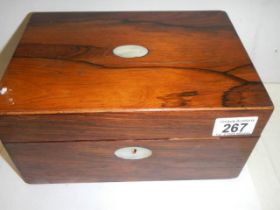 A Rosewood work box, (no fittings).