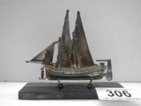 A good quality model of a sailing ship, marked on rudder 917, possibly silver.