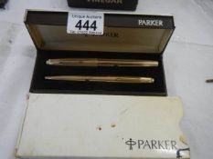 A boxed Parker fountain and ball point pen set.